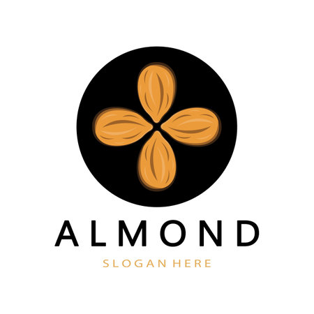 simple almond logo,for business,badge,trademark,almond oil,almond farm,almond shop,vectorのイラスト素材