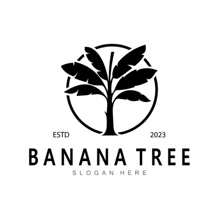Simple Silhouette Banana Tree  Logo. Flat Design vectorのイラスト素材