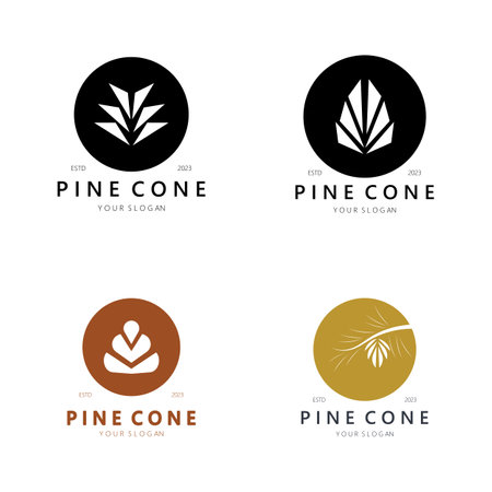 abstract simple pinecone logo design,for business,badge,emblem,pine plantation,pine wood industry,yoga,spa,vectorのイラスト素材