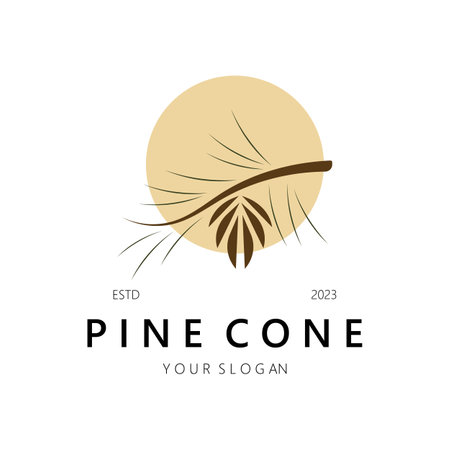 abstract simple pinecone logo design,for business,badge,emblem,pine plantation,pine wood industry,yoga,spa,vectorのイラスト素材