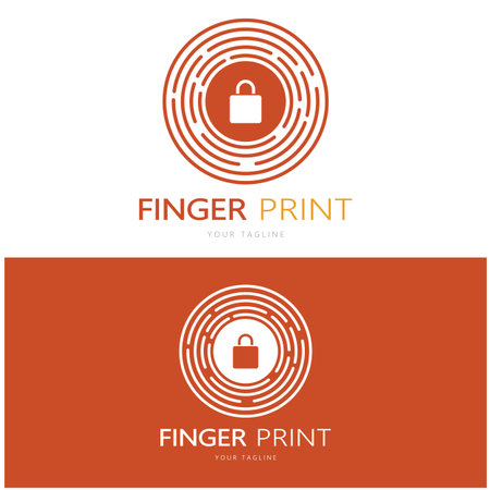 simple flat fingerprint logo,for security,identification,badge,emblem,business card,digital,vectorのイラスト素材