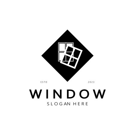 simple window logo, design for, interior, construction, architecture, property business, vectorのイラスト素材