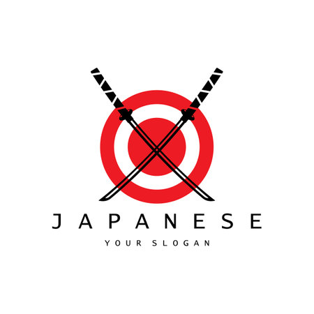 simple katana samurai sword logo design template vector,のイラスト素材