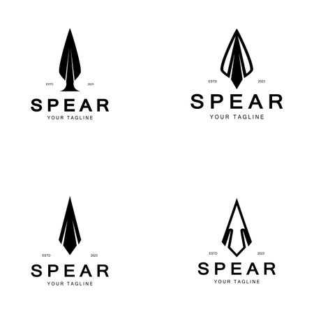 Spear logo icon vector illustration design.Head spear logo vintage illustration design vectorのイラスト素材