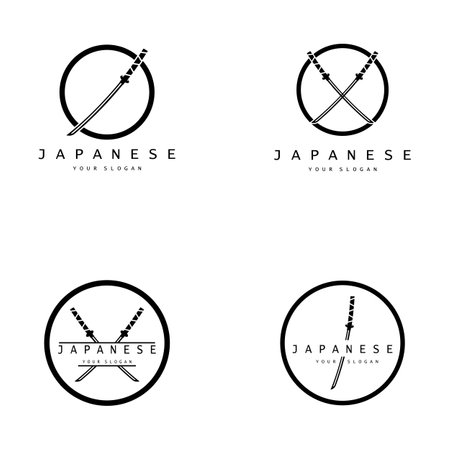 simple katana samurai sword logo design template vector,のイラスト素材
