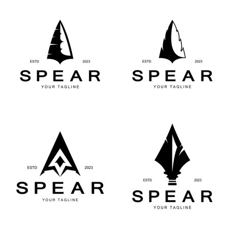 Spear logo icon vector illustration design.Head spear logo vintage illustration design vectorのイラスト素材
