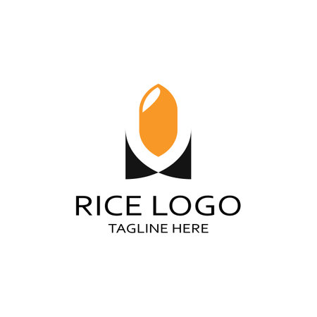 Paddy plant logo,rice grain logo,rice,natural organic farming,for business,company,agriculture,product,farm shop,agricultural equipment,rice warehouse,with modern minimalist concept abstract simple vectorのイラスト素材