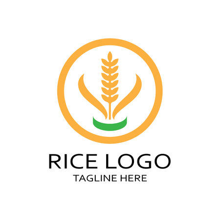 Paddy plant logo,rice grain logo,rice,natural organic farming,for business,company,agriculture,product,farm shop,agricultural equipment,rice warehouse,with modern minimalist concept abstract simple vectorのイラスト素材