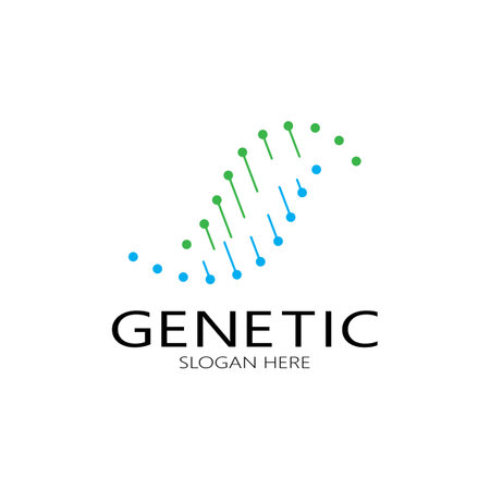 DNA vector logo design template.modern medical logotype.laboratory science icon symbol.colorful pharmacology sign-vectorのイラスト素材