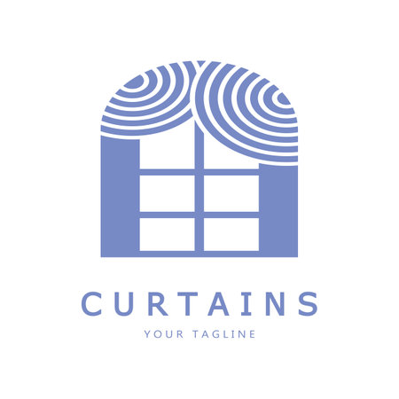 curtain logo illustration template,for Theater, home,hotel and apartment,furniture,badge,curtain business,vectorのイラスト素材