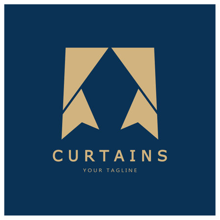 curtain logo illustration template,for Theater, home,hotel and apartment,furniture,badge,curtain business,vectorのイラスト素材