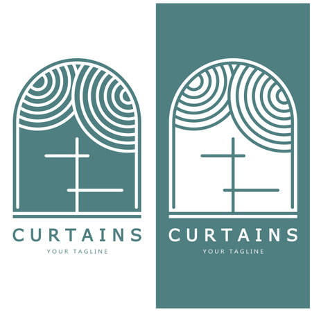 curtain logo illustration template,for Theater, home,hotel and apartment,furniture,badge,curtain business,vectorのイラスト素材