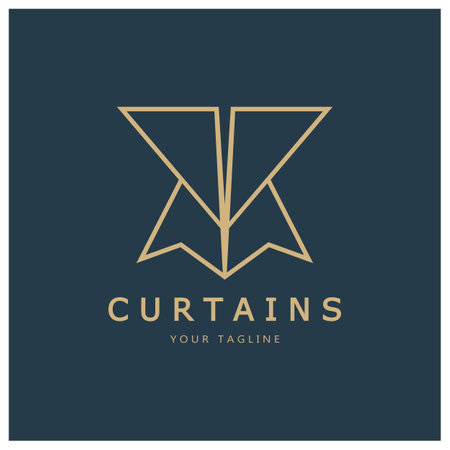 curtain logo illustration template,for Theater, home,hotel and apartment,furniture,badge,curtain business,vectorのイラスト素材