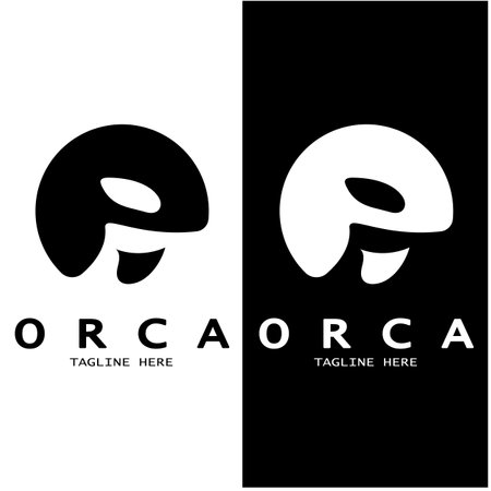 Simple black orca whale animal illustration logo creative design, killer whale, underwater animal. Logo for business, identity and branding,badge,conservation,ecology concept,sea animal protection,vectorのイラスト素材