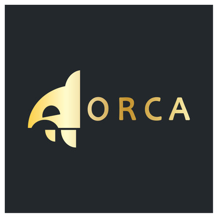 Simple black orca whale animal illustration logo creative design, killer whale, underwater animal. Logo for business, identity and branding,badge,conservation,ecology concept,sea animal protection,vectorのイラスト素材