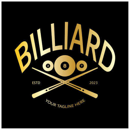 simple billiards logo template illustration with billiard balls and sticks,design for billiards booth,billiards business,bills competition,mobile billiards game,app,badge,billiards sport,vectorのイラスト素材