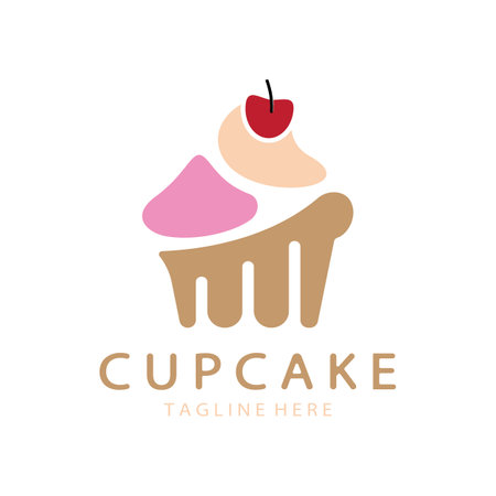 Cupcake Logo design vector illustration template. Cupcake bakery icon.cake store,caker shop ,vectorのイラスト素材