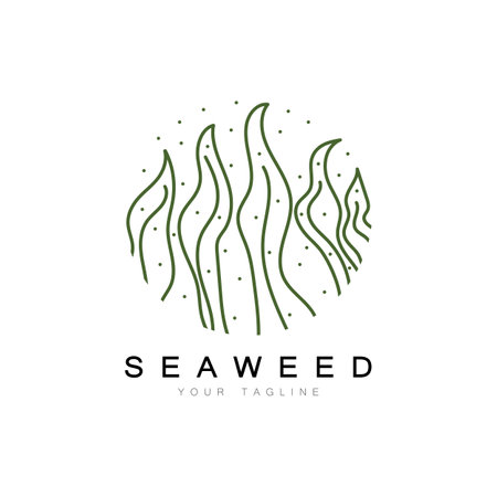 Seaweed vector logo icon illustration design.includes seafood,natural products,florist,ecology,wellness,spa.のイラスト素材