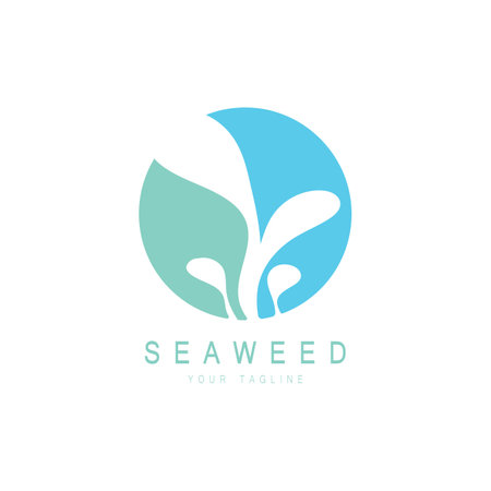 Seaweed vector logo icon illustration design.includes seafood,natural products,florist,ecology,wellness,spa.のイラスト素材