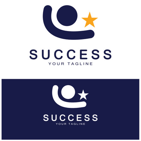 Abstract people success logo design.fun people,healthy people,sport,community people symbol vector illustrationのイラスト素材