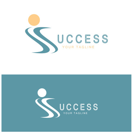 Abstract people success logo design.fun people,healthy people,sport,community people symbol vector illustrationのイラスト素材
