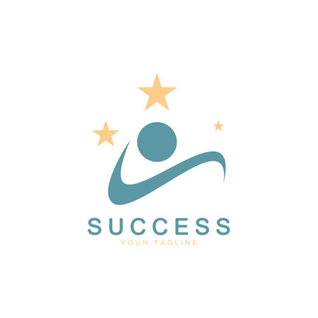 Abstract people success logo design.fun people,healthy people,sport,community people symbol vector illustrationのイラスト素材