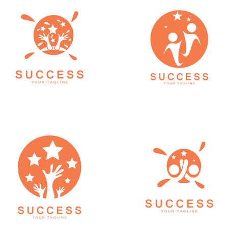 Abstract people success logo design.fun people,healthy people,sport,community people symbol vector illustrationのイラスト素材