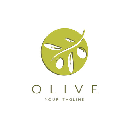 leaf plant logo and natural olive fruit .Herbal,olive oil,cosmetics or beauty,business,cosmetology,agriculture,ecology concept,spa,health,yoga center,vectorのイラスト素材