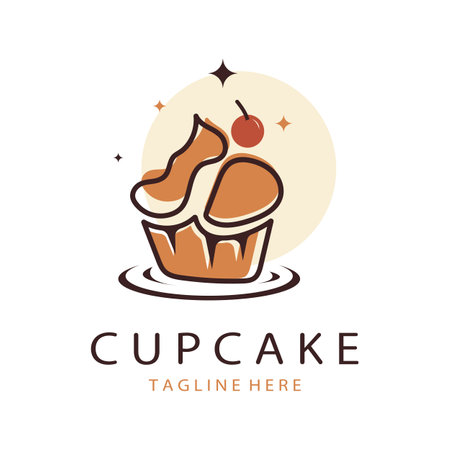 Cupcake Logo design vector illustration template. Cupcake bakery icon.cake store,caker shop ,vectorのイラスト素材