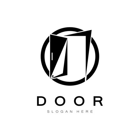 simple open door abstract logo, with geometric shapes,For building construction,contractors, business property and construction companies,vector.のイラスト素材