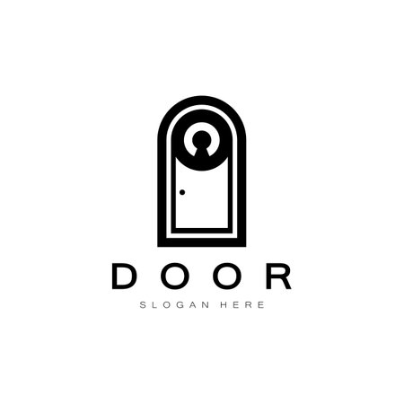 simple open door abstract logo, with geometric shapes,For building construction,contractors, business property and construction companies,vector.のイラスト素材