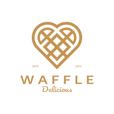 waffle logo simple illustration design,for pastry shop,emblem,badge,bakery business,pastry,bakery,vectorのイラスト素材