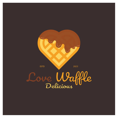 waffle logo simple illustration design,for pastry shop,emblem,badge,bakery business,pastry,bakery,vectorのイラスト素材
