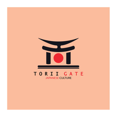 torii gate japanese traditional culture simple logo illustration icon with aesthetic minimalist vector conceptのイラスト素材