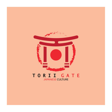 torii gate japanese traditional culture simple logo illustration icon with aesthetic minimalist vector conceptのイラスト素材