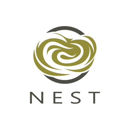bird nest logo icon illustration design template, for bird farm, bird business, bird house, bird conservation with modern minimalist vector conceptのイラスト素材