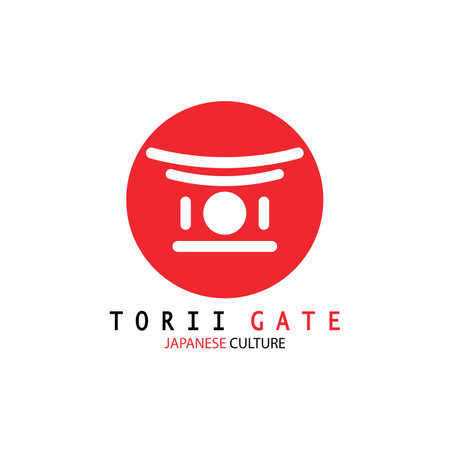 torii gate japanese traditional culture simple logo illustration icon with aesthetic minimalist vector conceptのイラスト素材