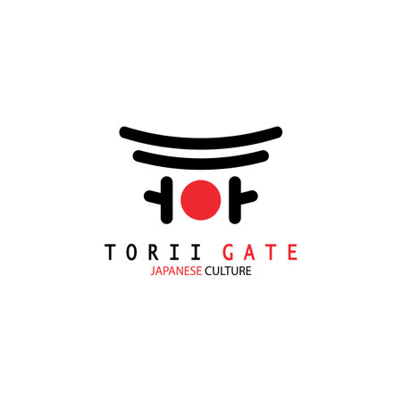 torii gate japanese traditional culture simple logo illustration icon with aesthetic minimalist vector conceptのイラスト素材