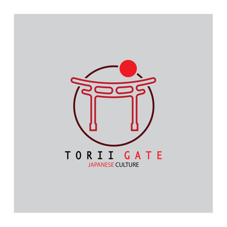 torii gate japanese traditional culture simple logo illustration icon with aesthetic minimalist vector conceptのイラスト素材