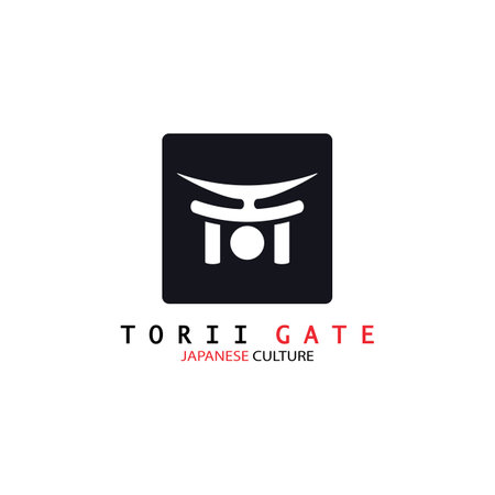 torii gate japanese traditional culture simple logo illustration icon with aesthetic minimalist vector conceptのイラスト素材