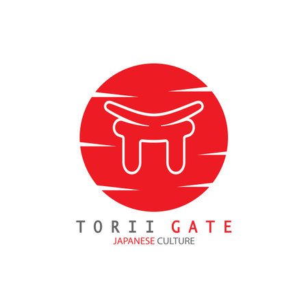 torii gate japanese traditional culture simple logo illustration icon with aesthetic minimalist vector conceptのイラスト素材