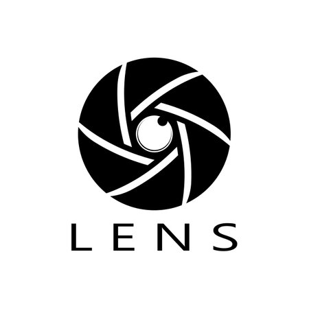 photography camera logo icon vector design template isolated on black backgroundのイラスト素材
