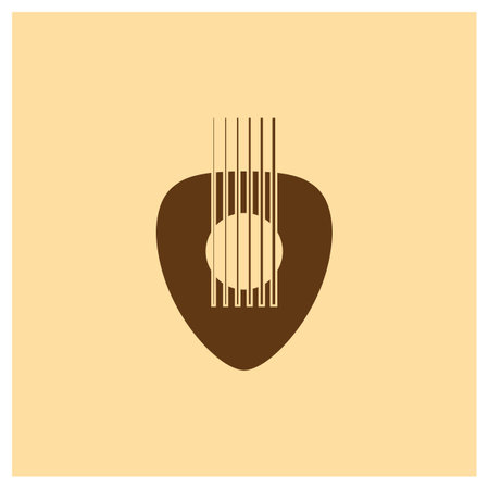 logo icon illustration template simple guitar pick vector design  for badge  music label  music studio  musical instrument businessのイラスト素材