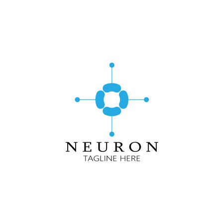 Neuron logo or nerve cell logo design,molecule logo illustration template icon with vector conceptのイラスト素材
