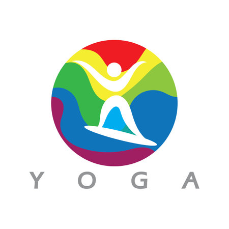 logo design of people doing yoga symbol icon illustration vectorのイラスト素材
