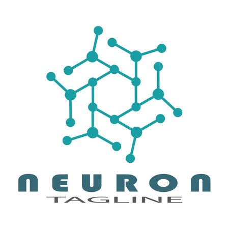 Neuron logo or nerve cell logo design illustration template icon with vector conceptのイラスト素材