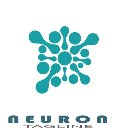 Neuron logo or nerve cell logo design illustration template icon with vector conceptのイラスト素材