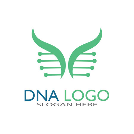 DNA vector logo design template.modern medical logotype.laboratory science icon symbol.colorful pharmacology sign-vectorのイラスト素材