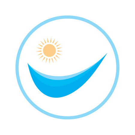 sun and sea waves logo, beach waves, minimalist and simple modern concept with flat colors design template illustration vectorのイラスト素材