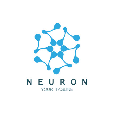Neuron logo or nerve cell logo design,molecule logo illustration template icon with vector conceptのイラスト素材